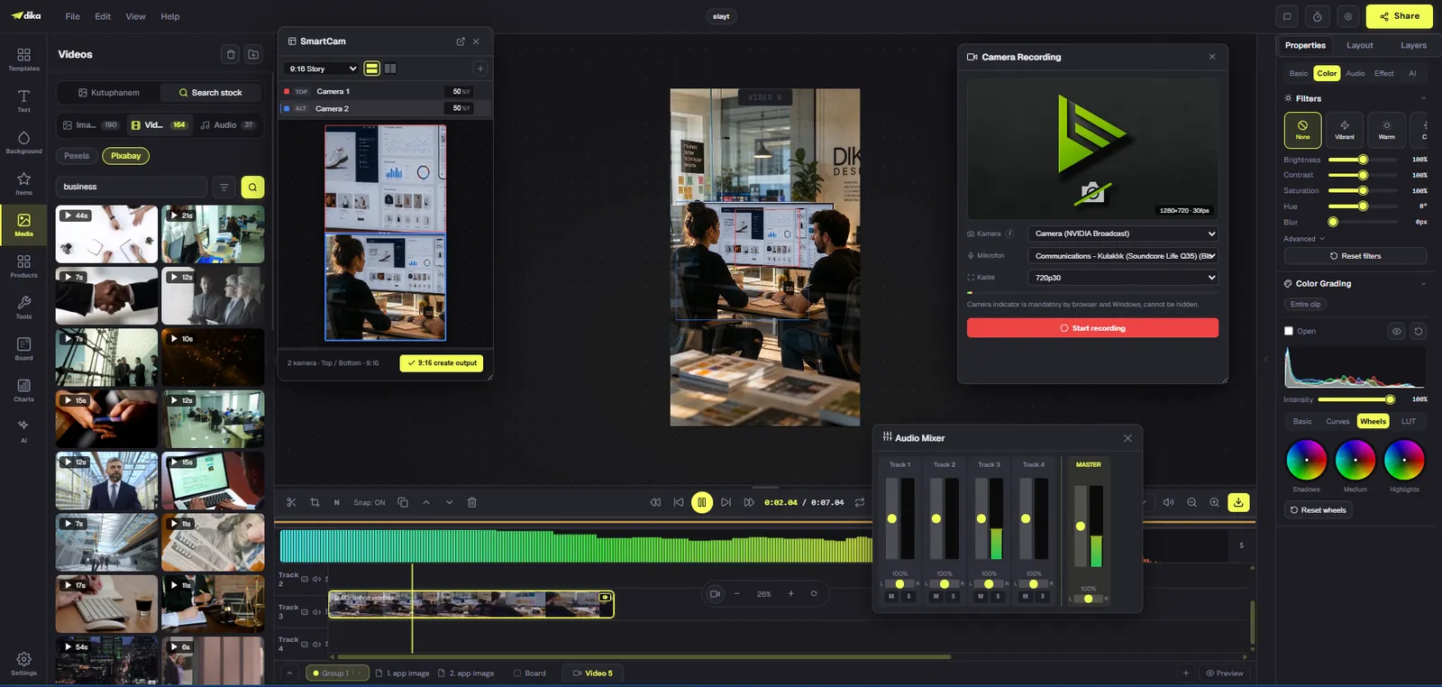 A video edit in Dika Studio